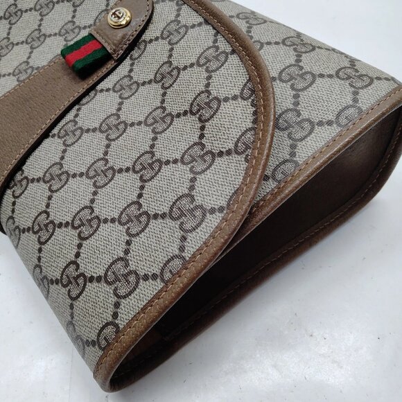 Authentic Gucci Vintage Clutch Bag Sherry Line Brown PVC mn294-120625 - Picture 6 of 16
